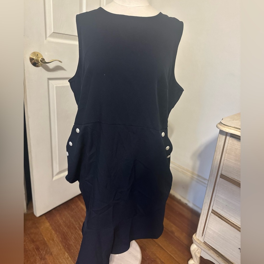 LOFT fit and flare dress with pearl buttons